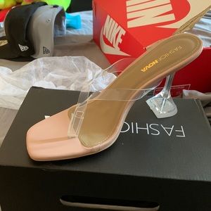 Fashion Nova Nude Jalen Clear Heels size 9. Never worn.